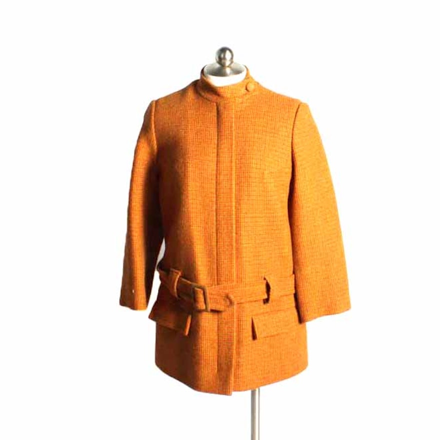 Vintage Orange Wool Belted Coat
