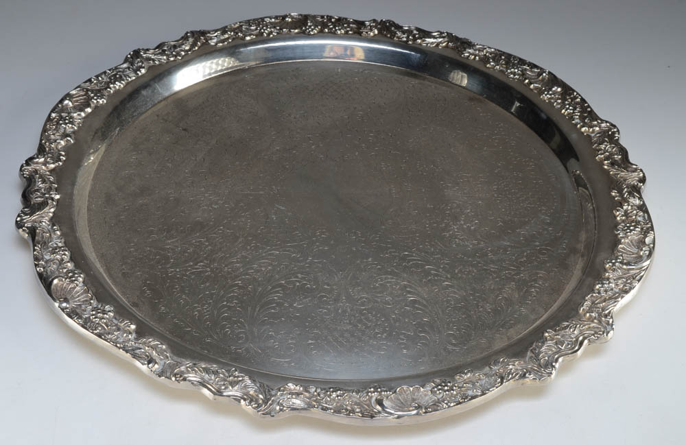 Towle Silver-Plate Punch Bowl, Tray, Cups and Ladle