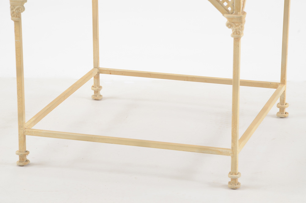 Oak and Metal End Table