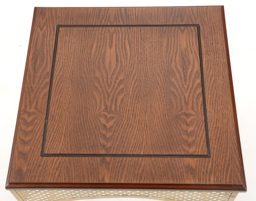 Oak and Metal End Table