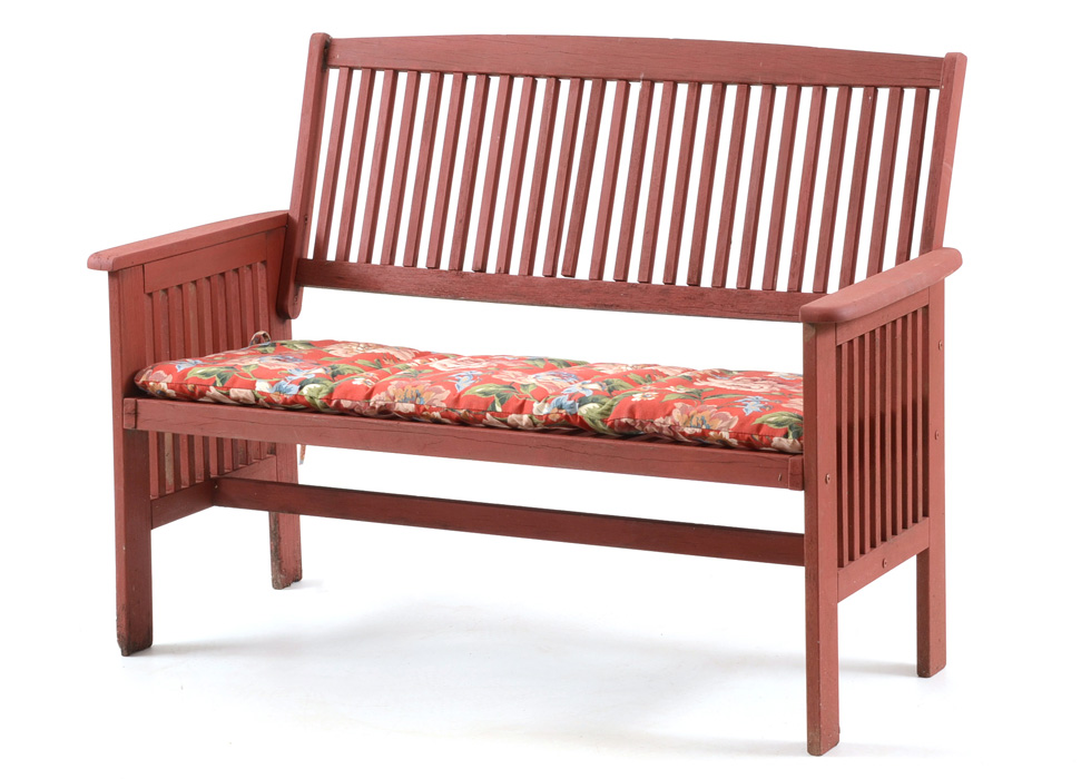 Wood Patio Bench with Cushion