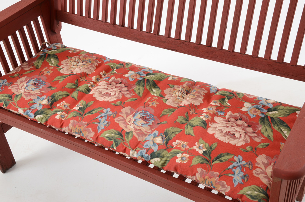 Wood Patio Bench with Cushion