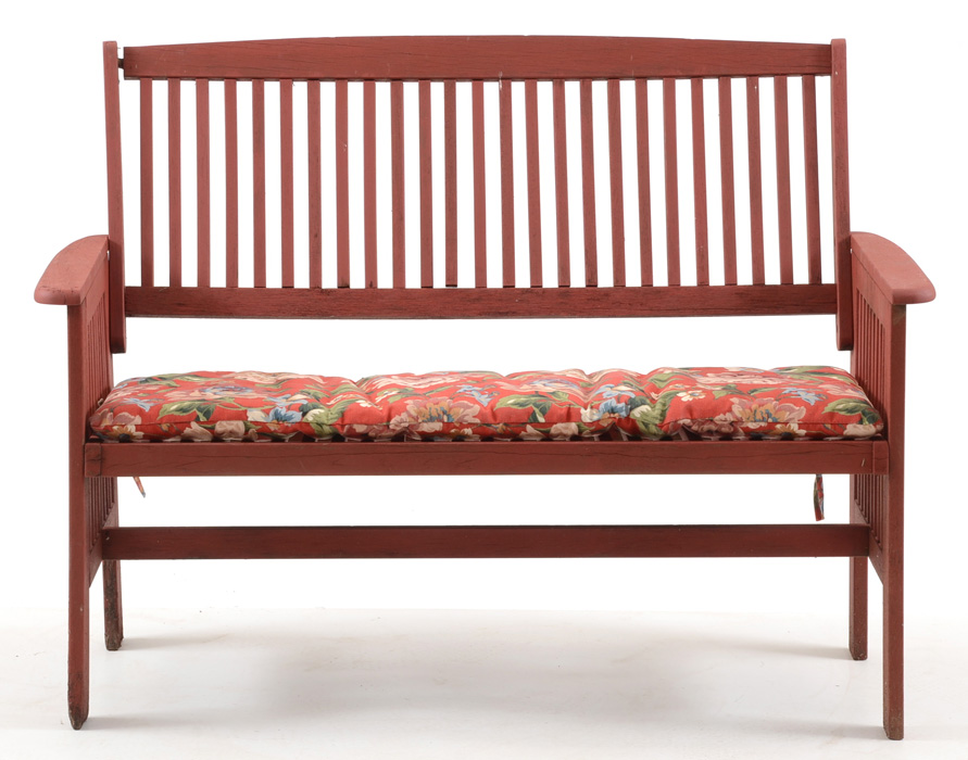 Wood Patio Bench with Cushion