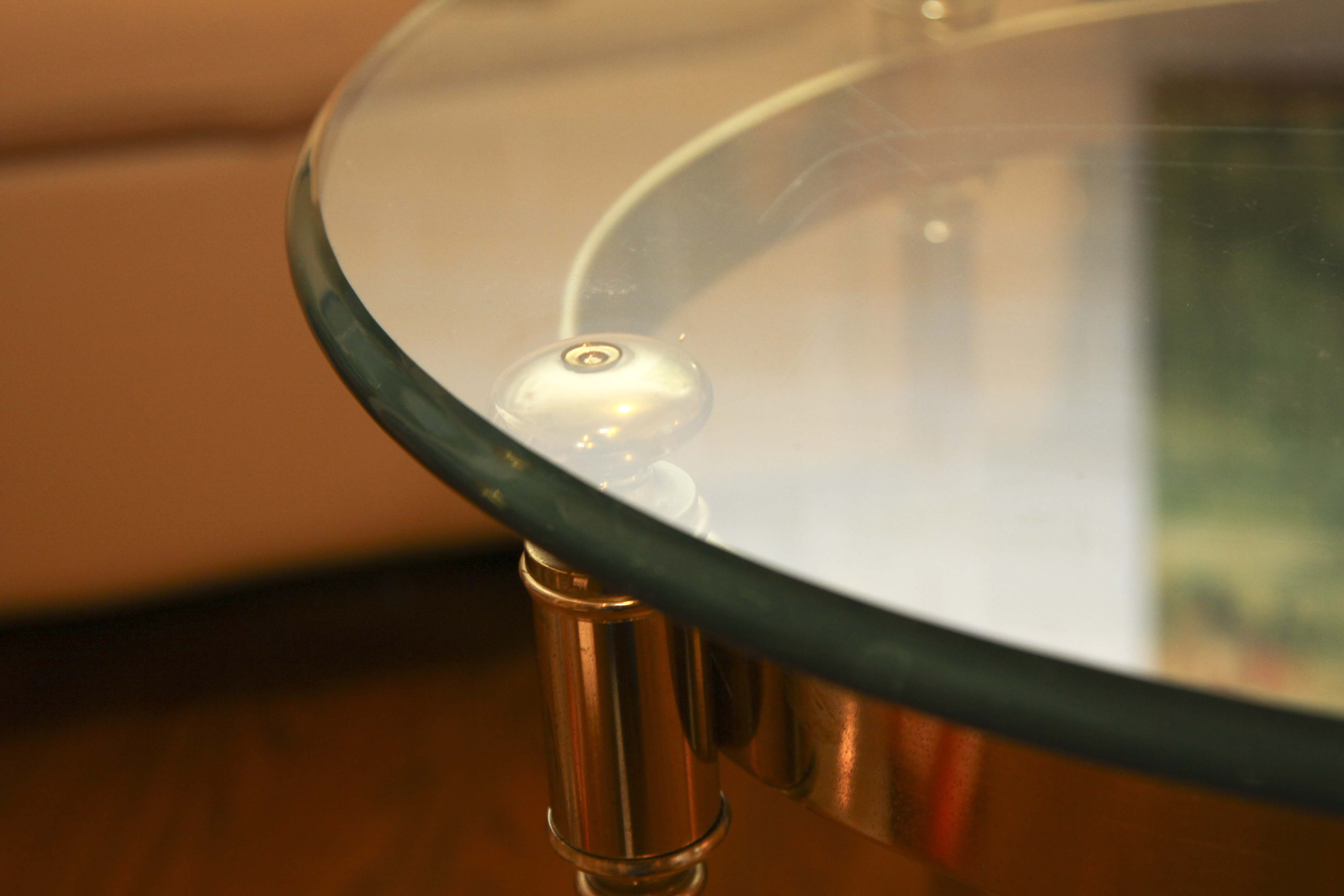 Oval Glass and Brass End Table