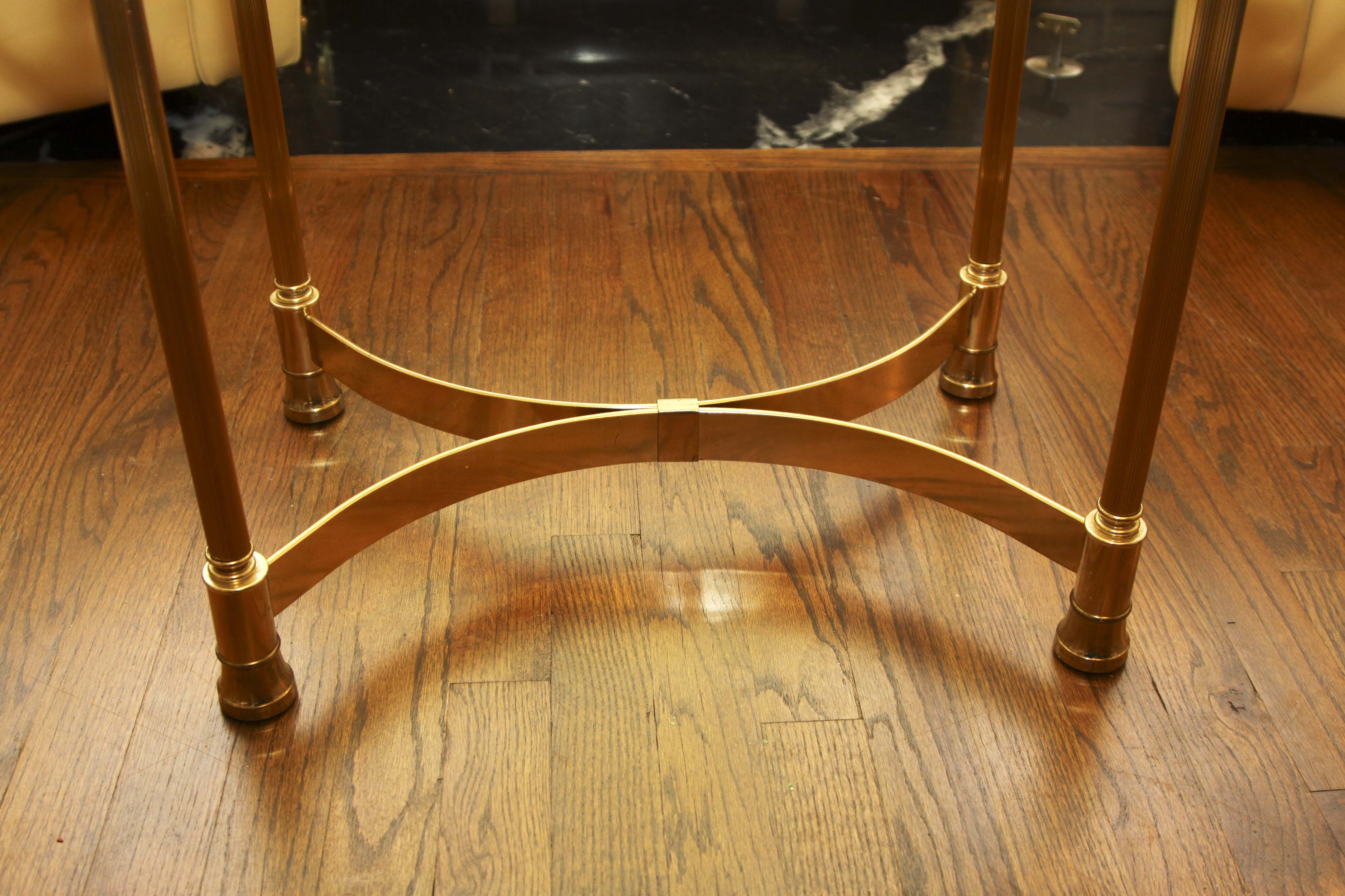 Oval Glass and Brass End Table