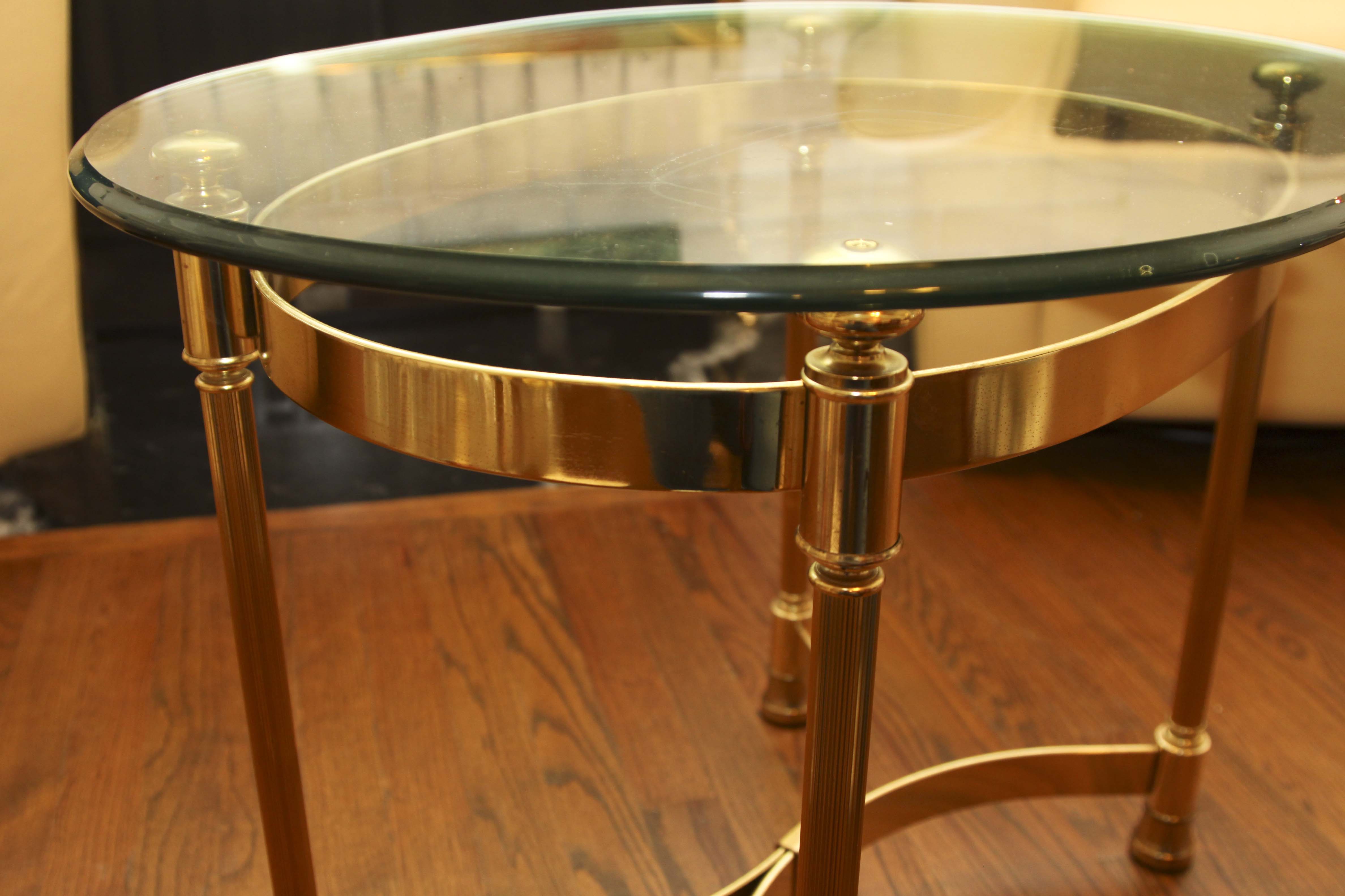Oval Glass and Brass End Table