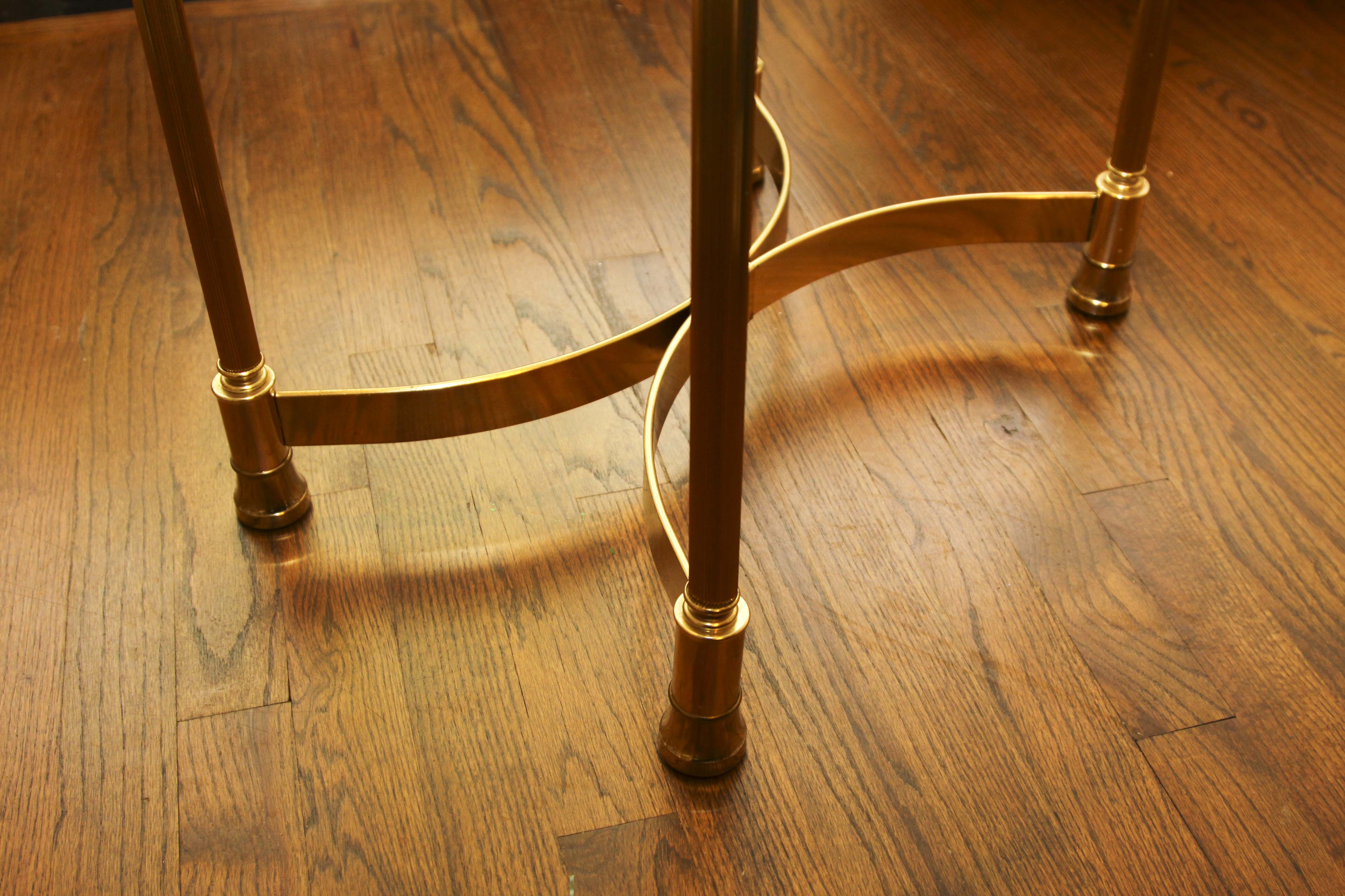 Oval Glass and Brass End Table