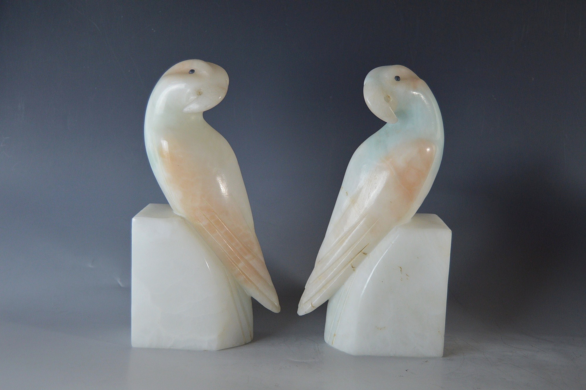 Vintage Onyx Parrot Bookends