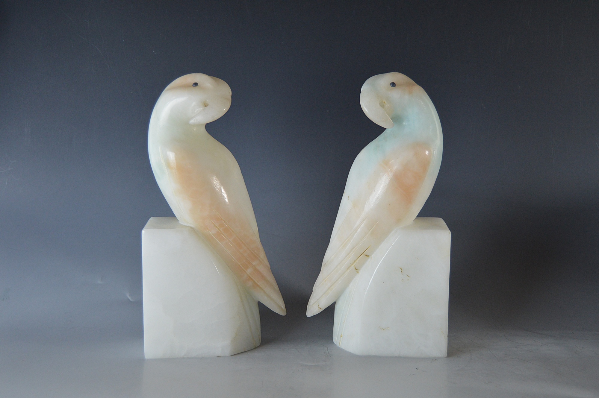 Vintage Onyx Parrot Bookends