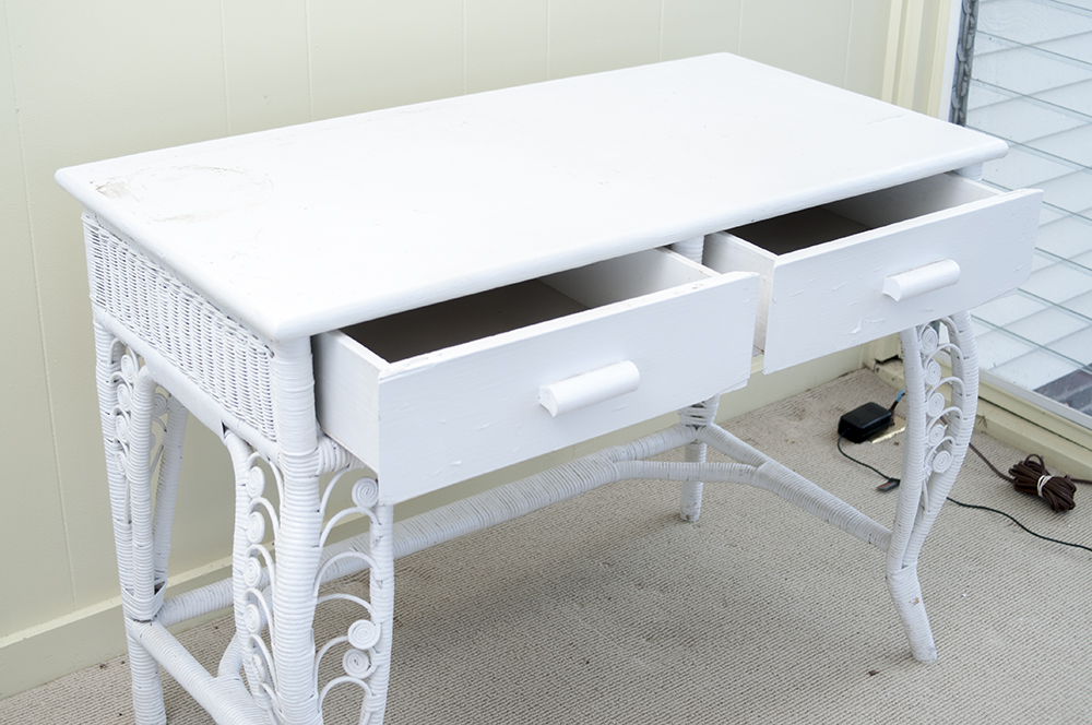 Vintage Rattan Desk and Chair