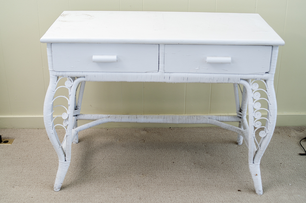 Vintage Rattan Desk and Chair