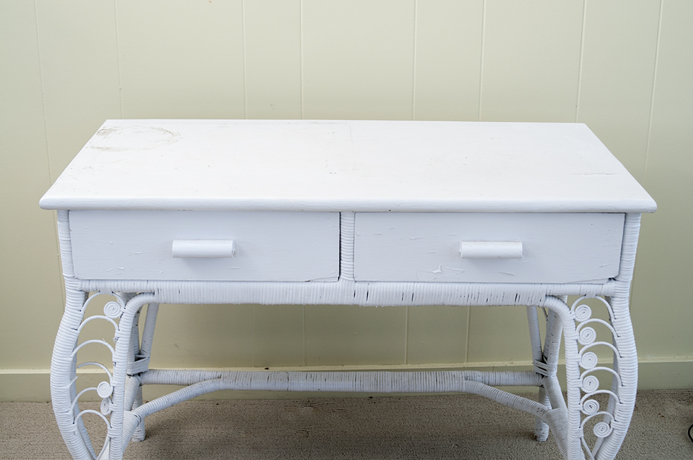 Vintage Rattan Desk and Chair