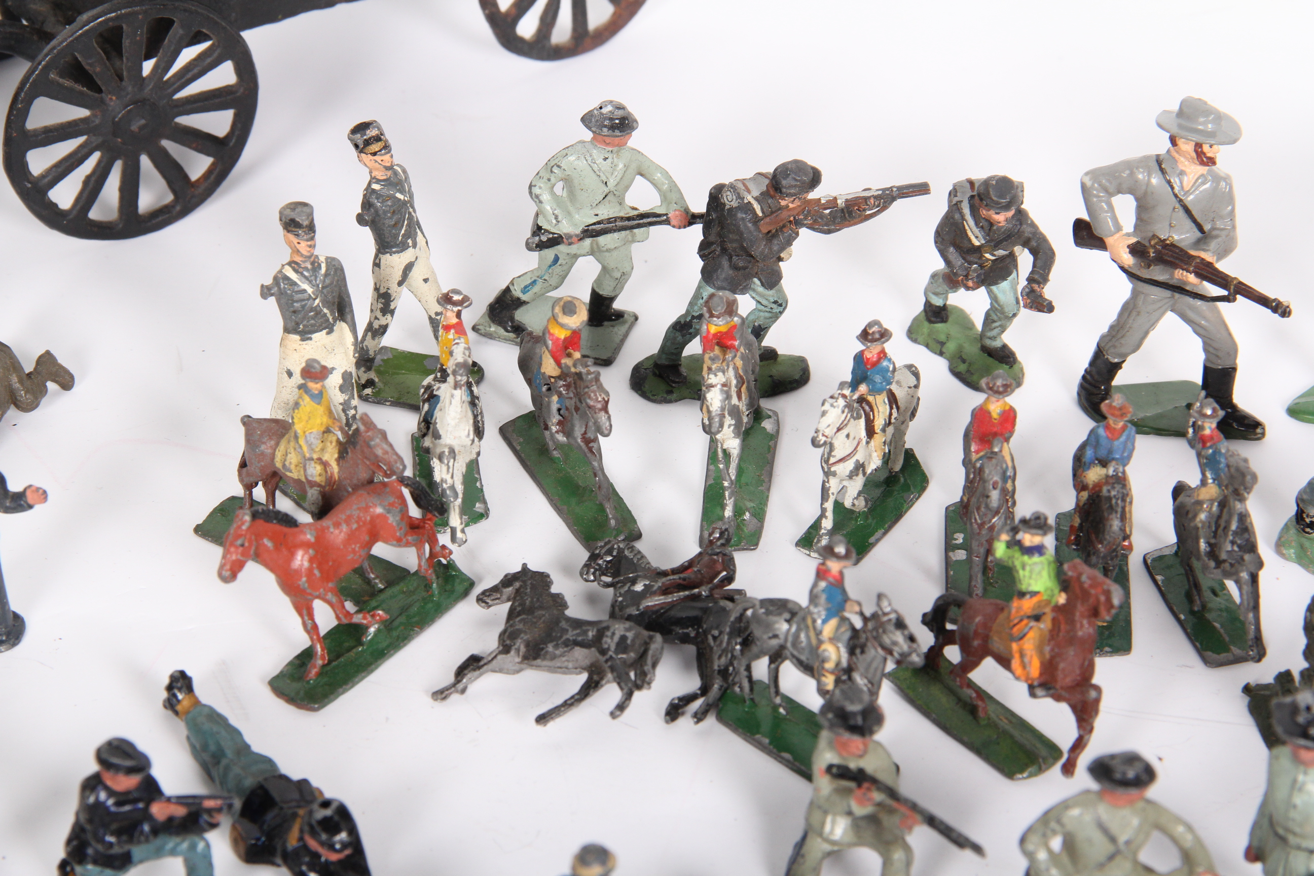 Vintage Cast Iron Amish Horse and Buggy and Lead Toy Soldiers