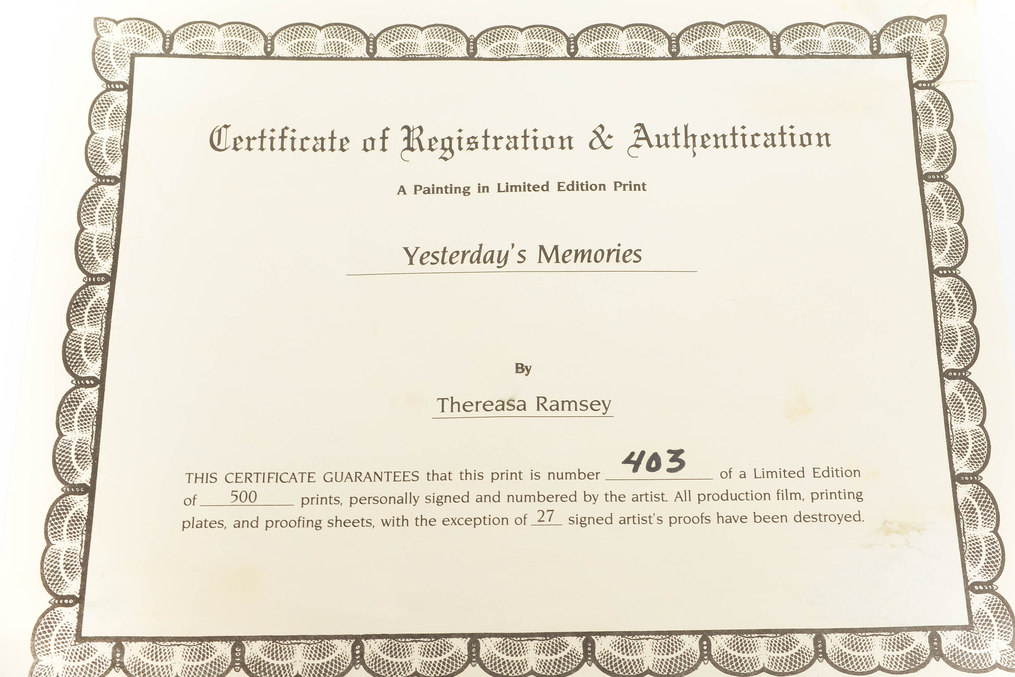 Limited Edition "Yesterday's Memories" Print by Thereasa Ramsey