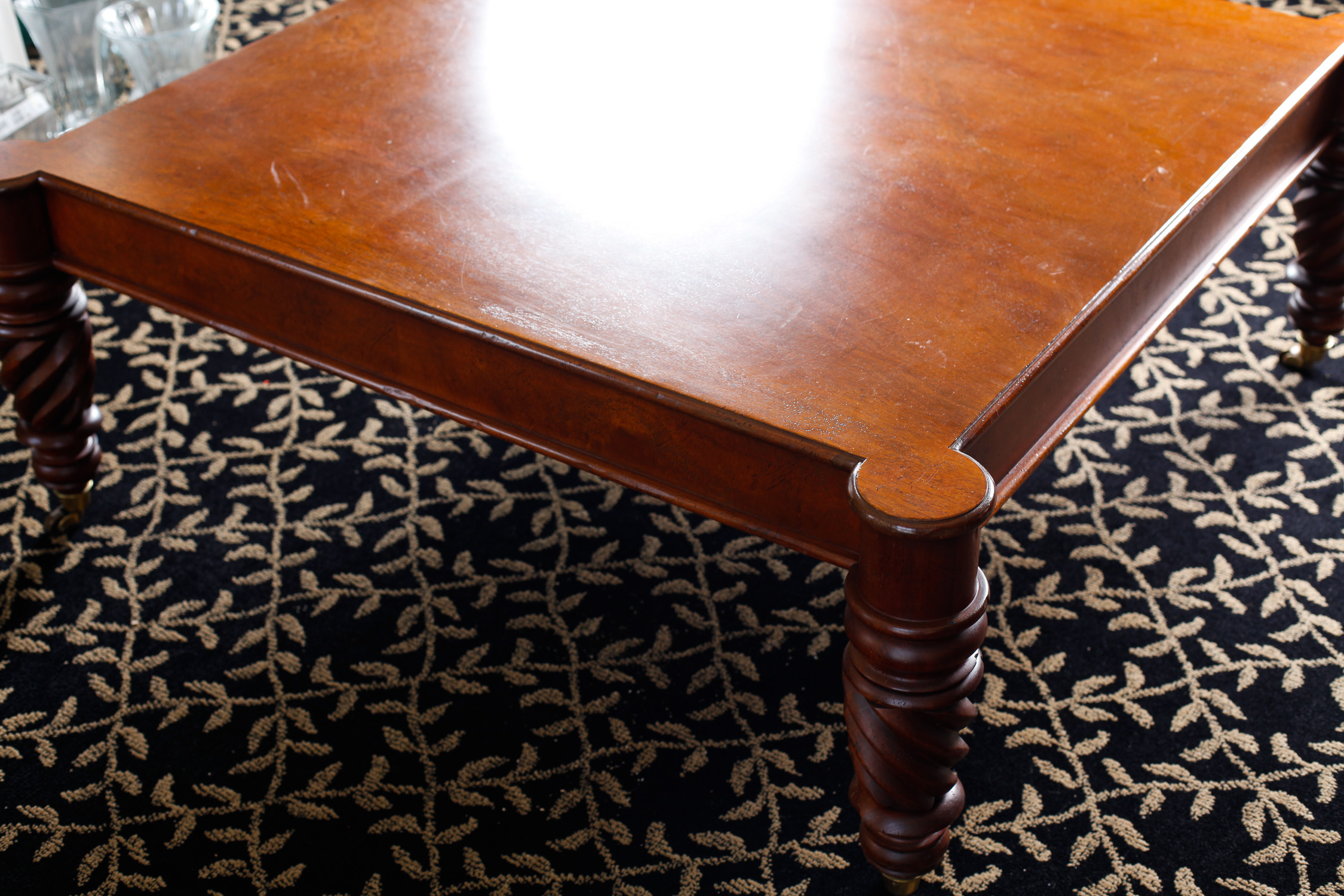 Baker Furniture Milling Road West Indies Flame Walnut Coffee Table