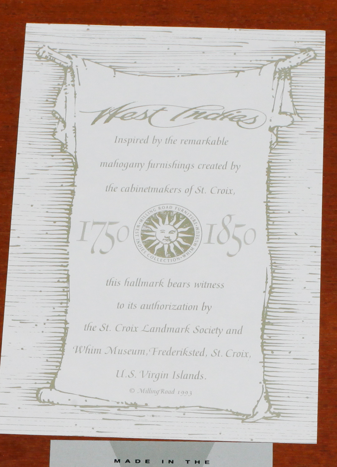 Baker Furniture Milling Road West Indies Flame Walnut Coffee Table