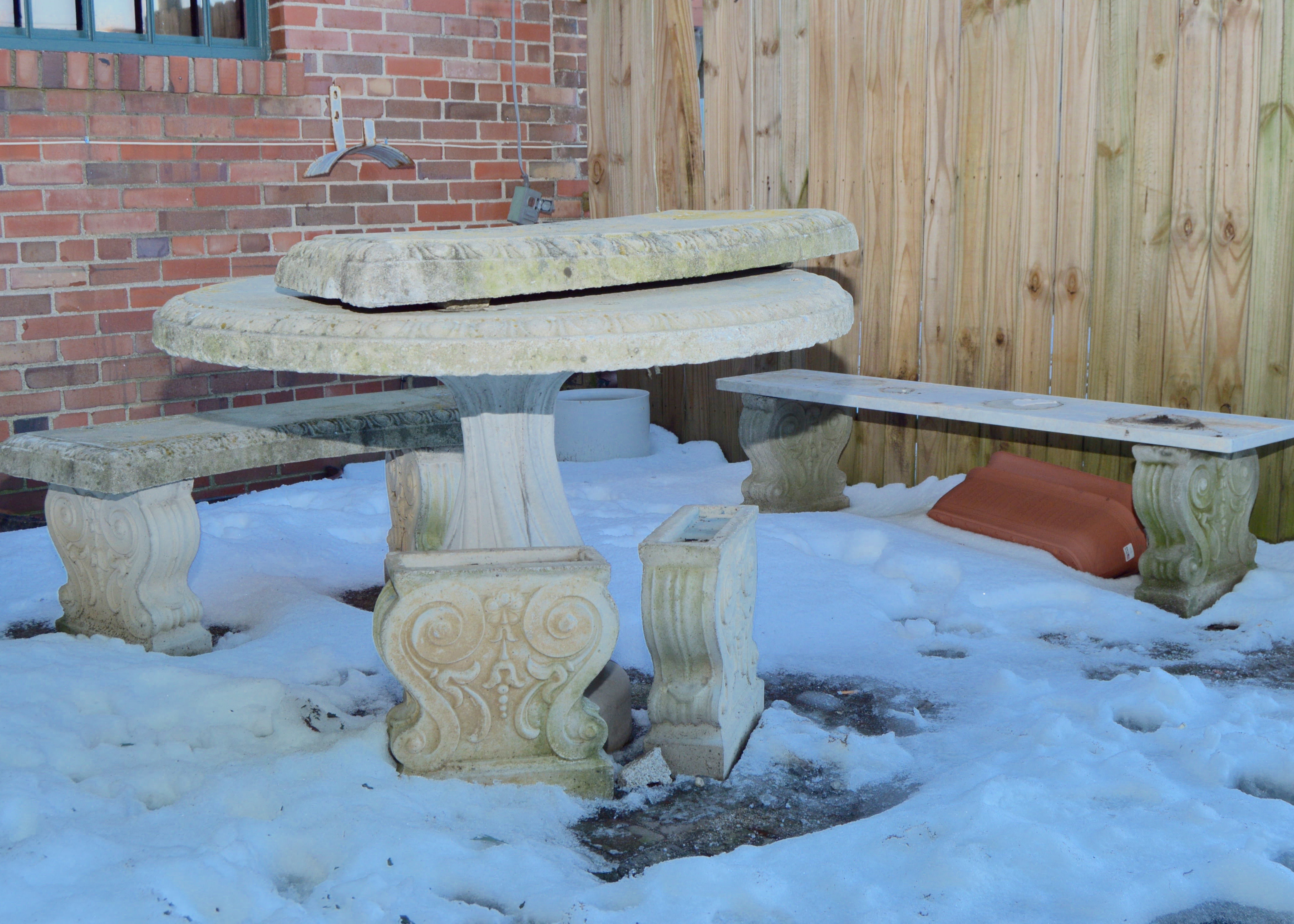 Concrete Garden Table and Bench Set