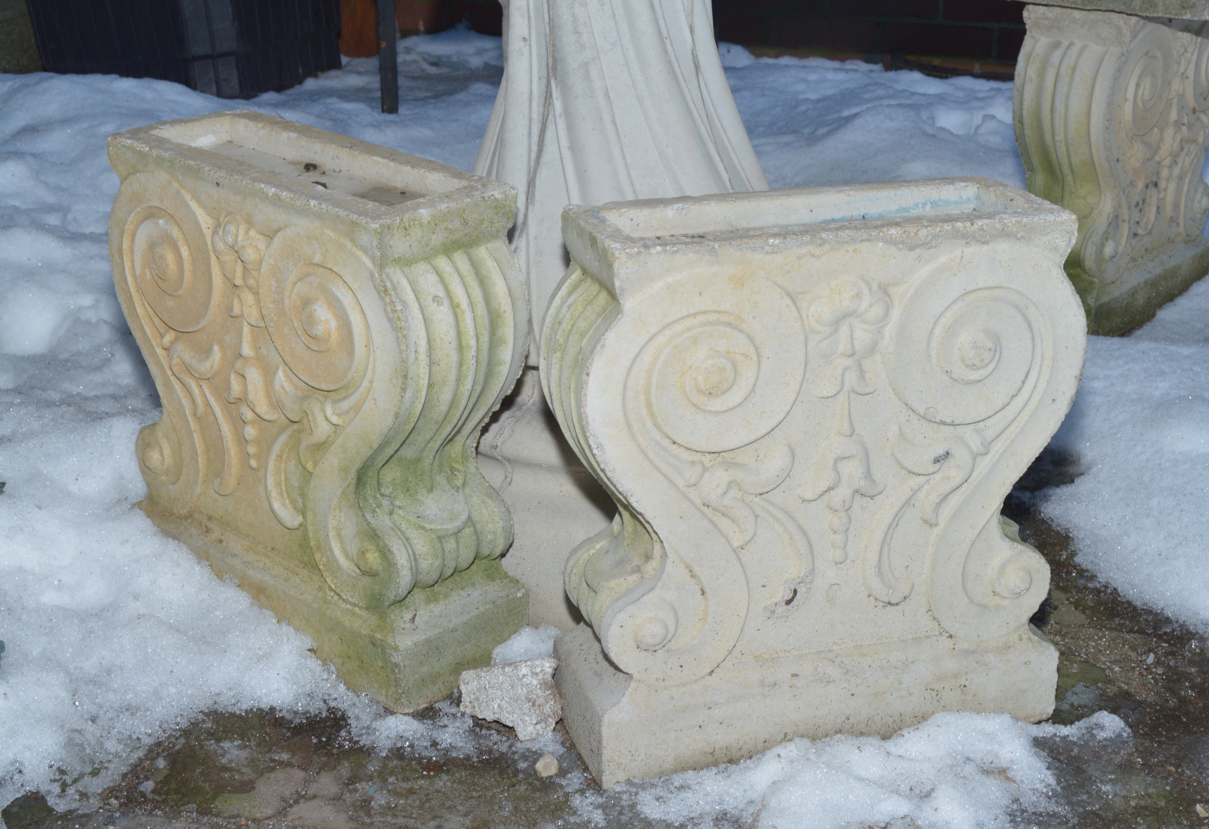 Concrete Garden Table and Bench Set
