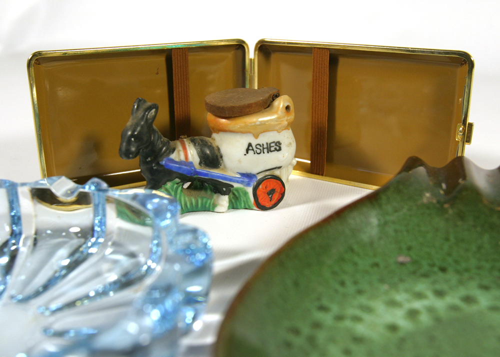 Assortment of Ash Receivers and Cigarette Case