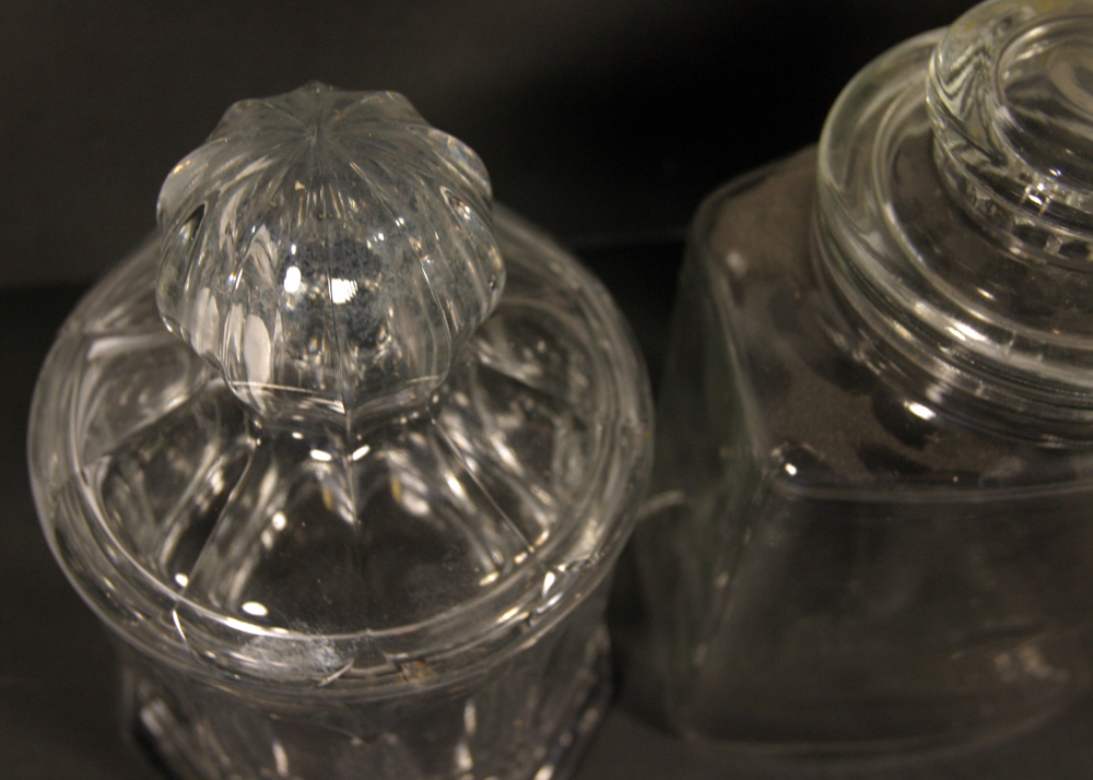 Trio of Lidded Glass Canisters