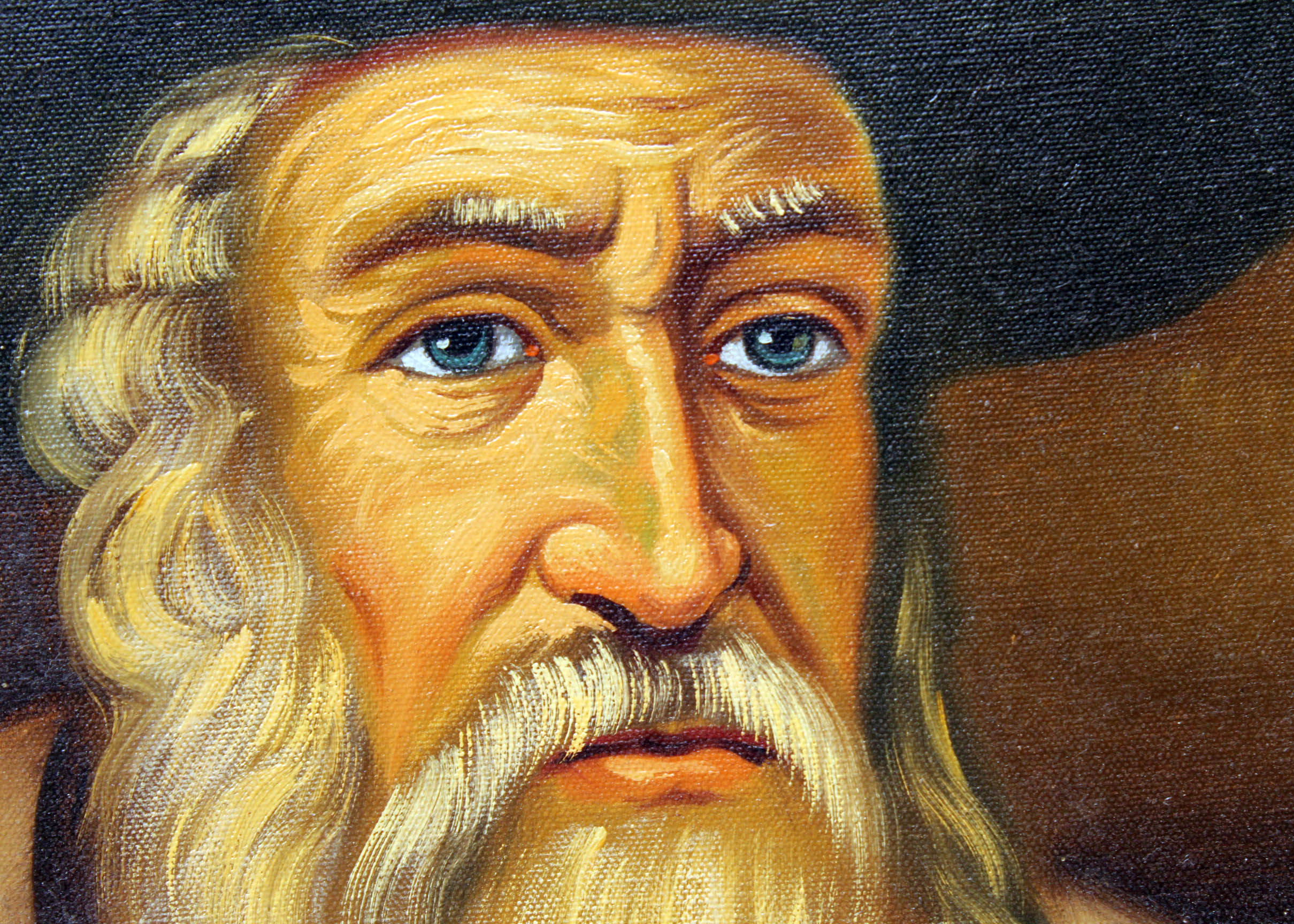 20th Century Signed Heston Oil Painting of a Rabbi