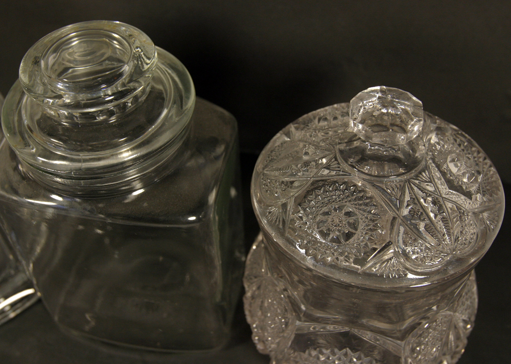 Trio of Lidded Glass Canisters
