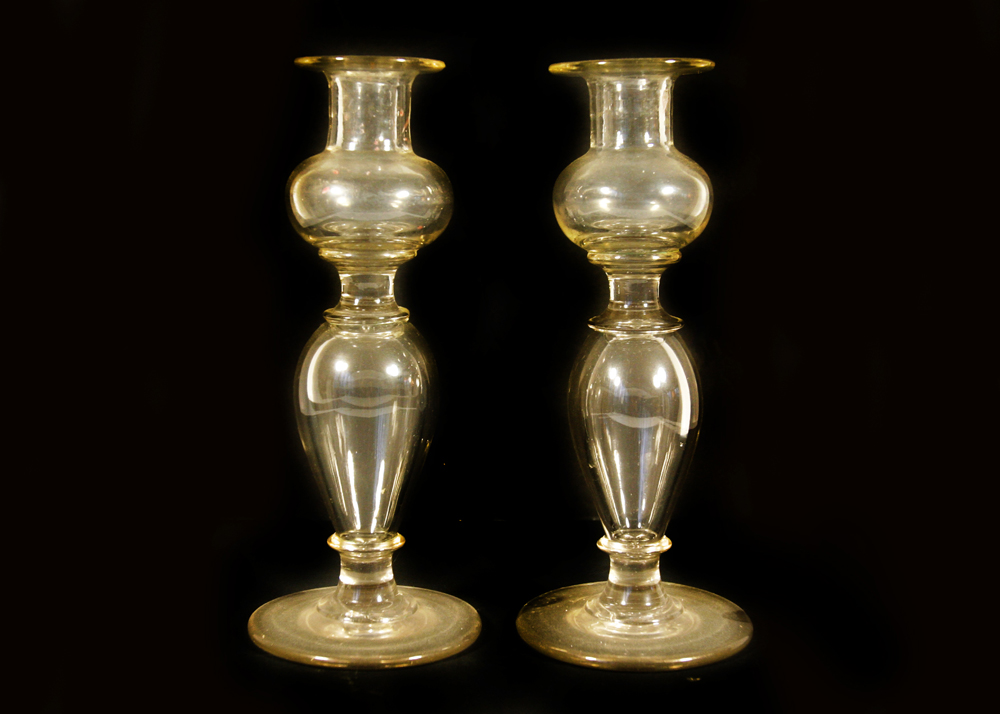 Pair of Glass Candlesticks