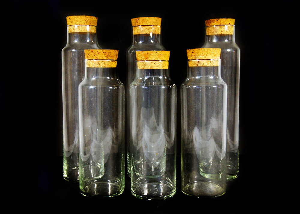 Six Glass Apothecary Jars