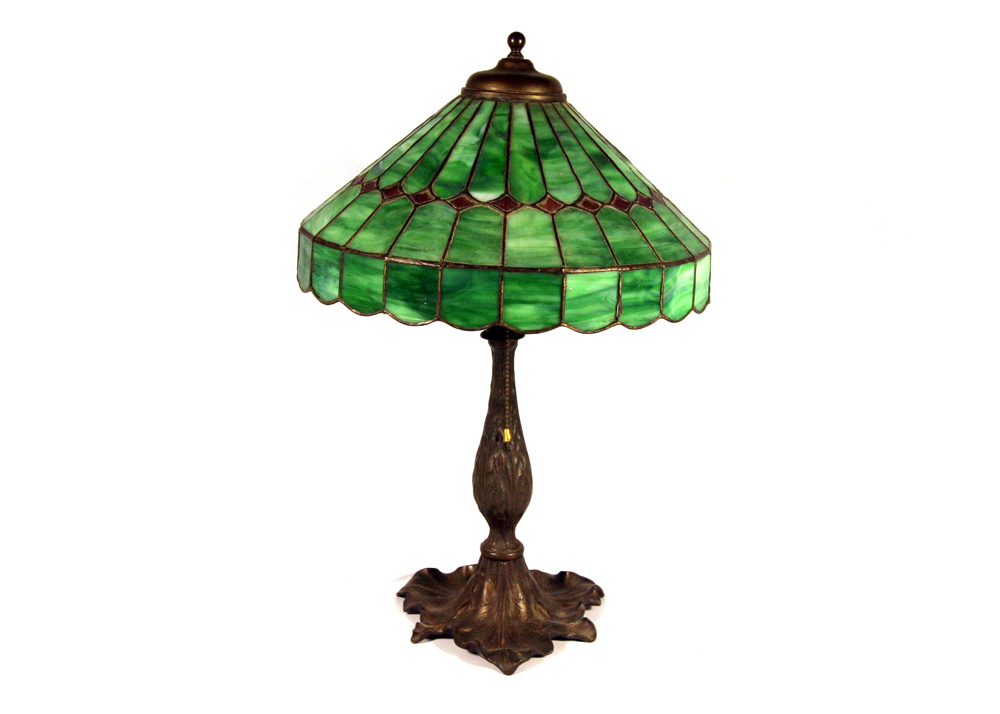 Cast Iron Lamp with Green Acrylic Shade