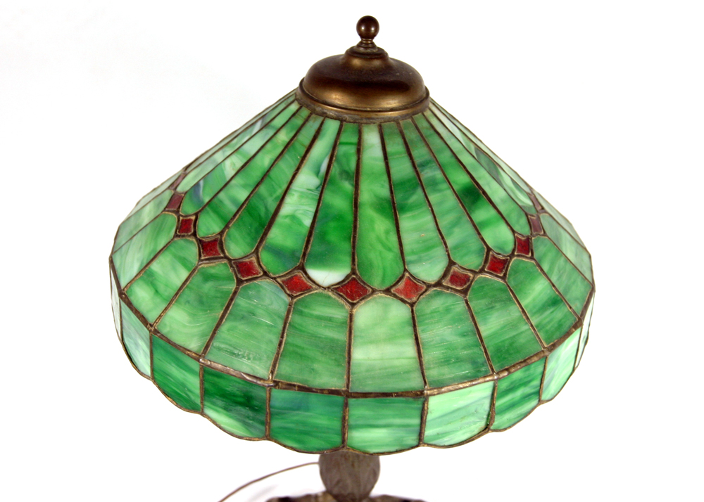Cast Iron Lamp with Green Acrylic Shade