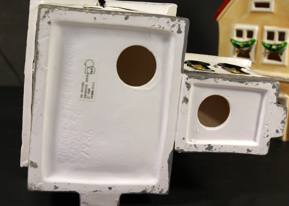 Hand Painted Porcelain Dept 56 "Original Snowhouse" Series Church and Victorian Home