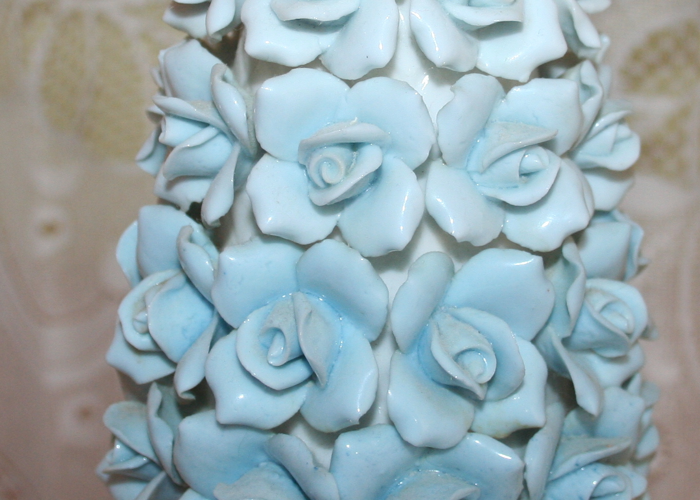 Pair of Vintage Lamps with Applied Flowers