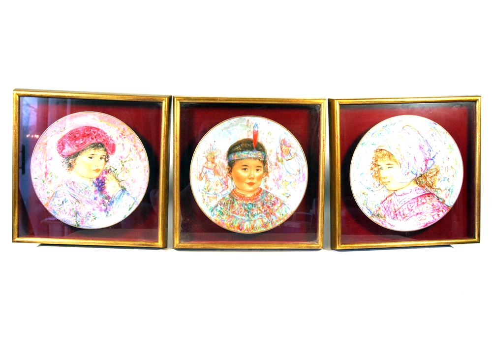 Trio of Limited Edition Edna Hibel Hand-Painted Rosenthal Plates