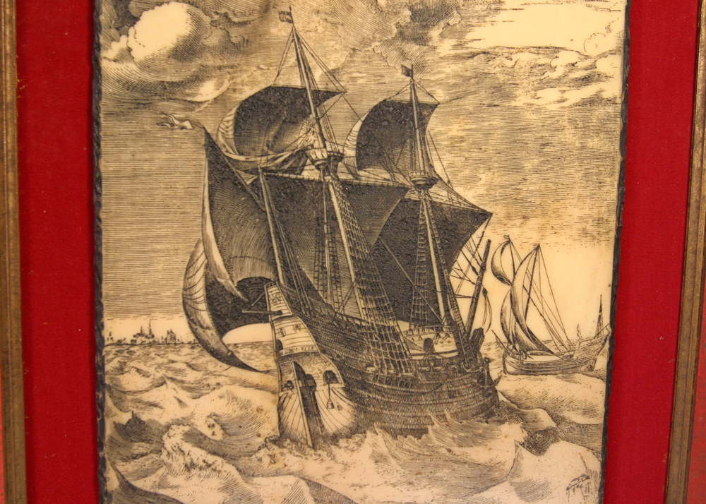 Pair of Vintage Artini Engravings Mounted on Red Velvet