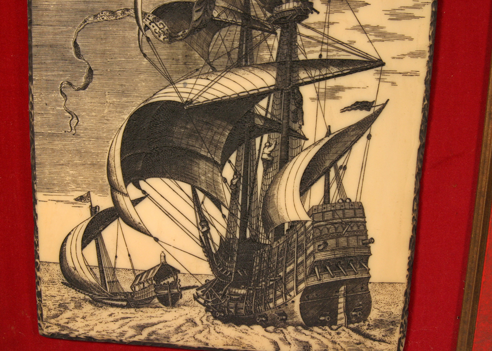 Pair of Vintage Artini Engravings Mounted on Red Velvet