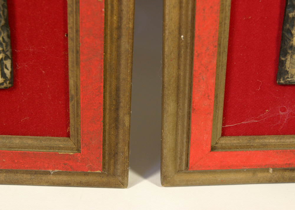 Pair of Vintage Artini Engravings Mounted on Red Velvet