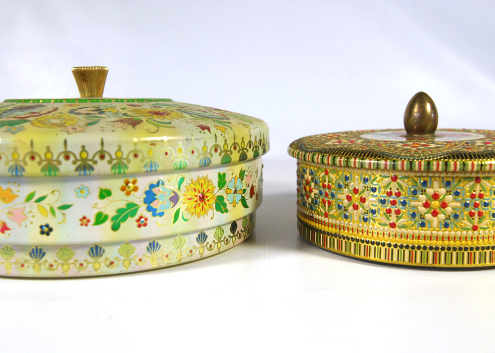 Pair of Lidded Tin Containers Made in Holland