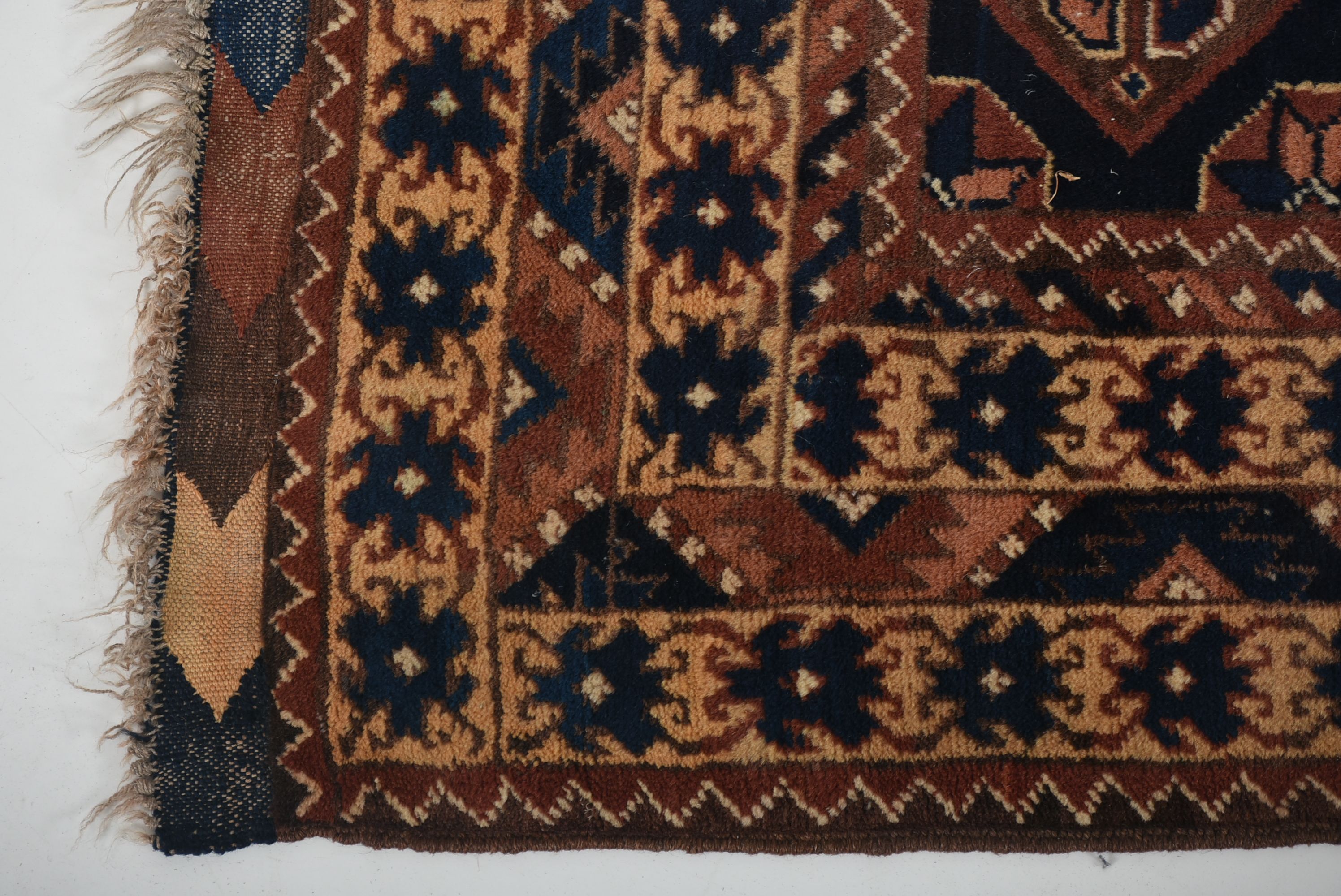 Semi-Antique Afghanistan Baluch Repeating Gul Area Rug