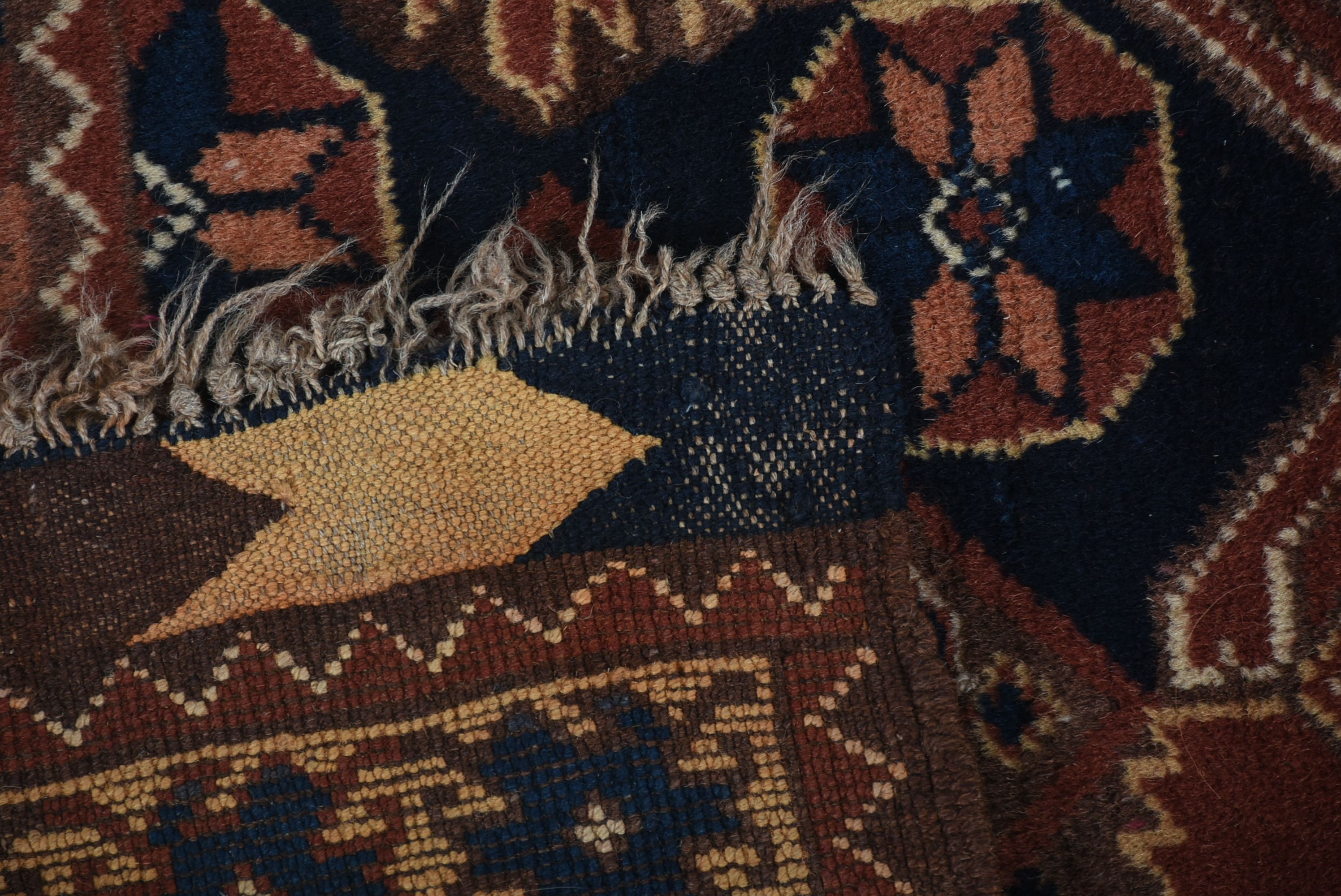 Semi-Antique Afghanistan Baluch Repeating Gul Area Rug