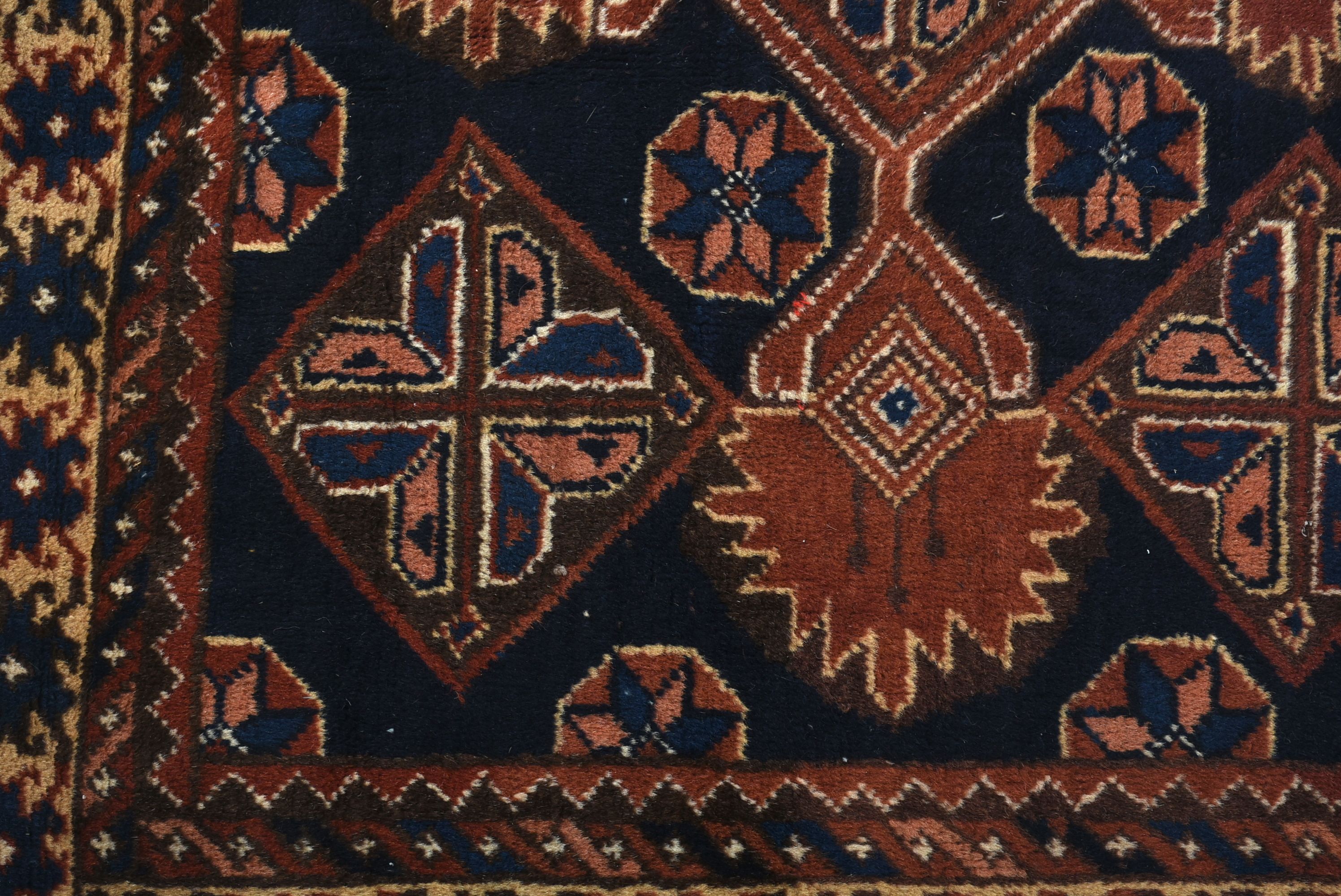 Semi-Antique Afghanistan Baluch Repeating Gul Area Rug