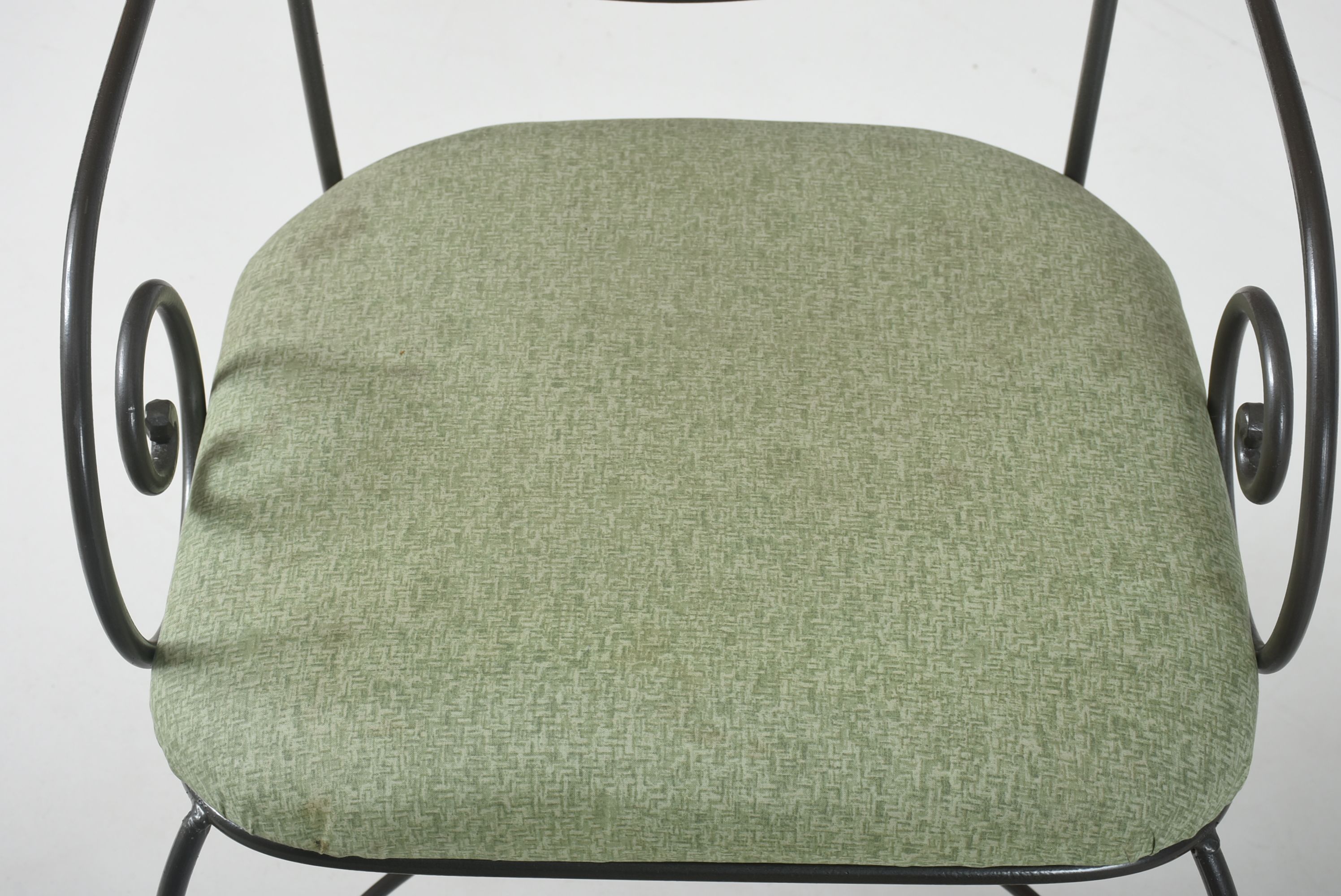 Wrought Iron Cafe Table and Four Arm Chairs