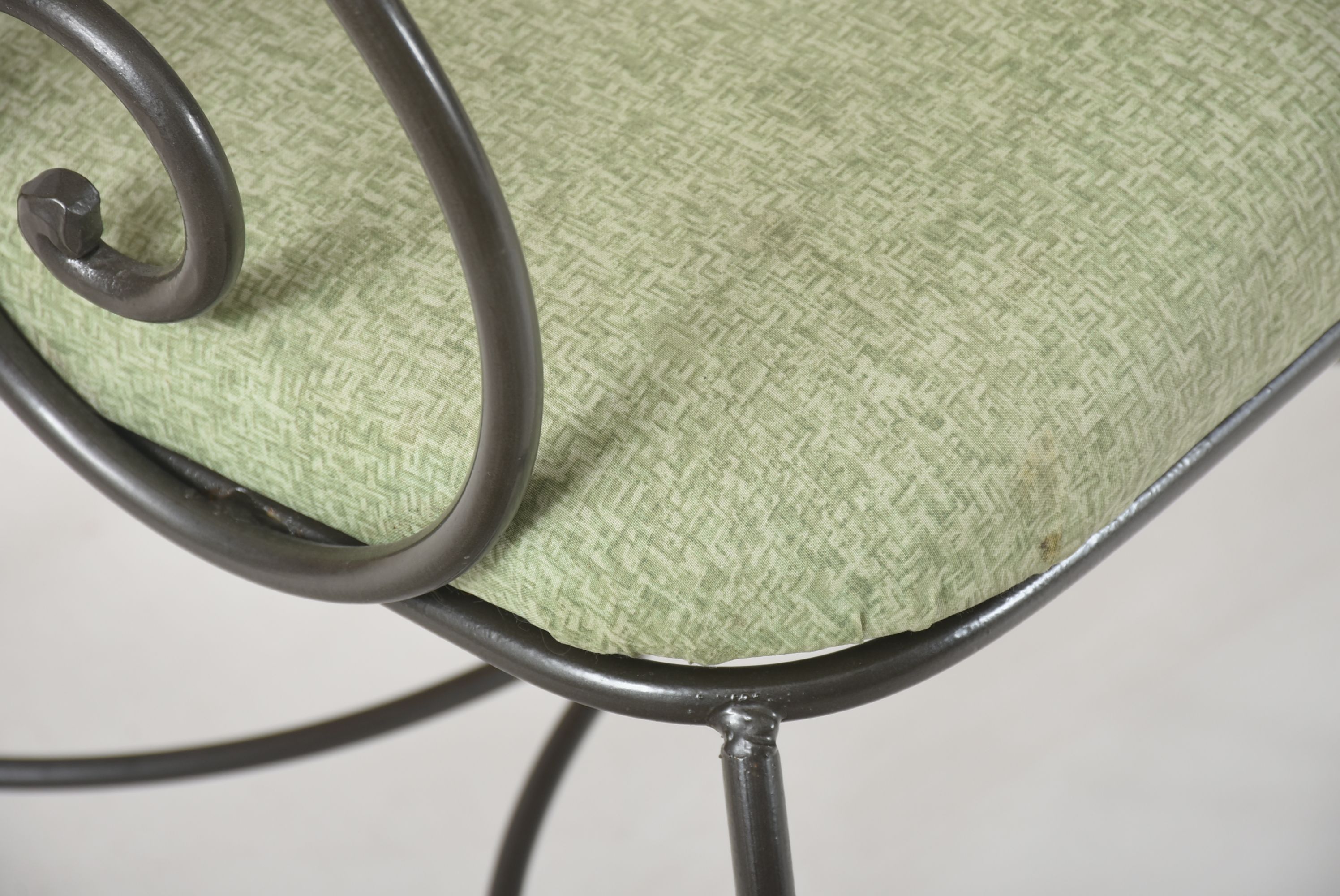 Wrought Iron Cafe Table and Four Arm Chairs