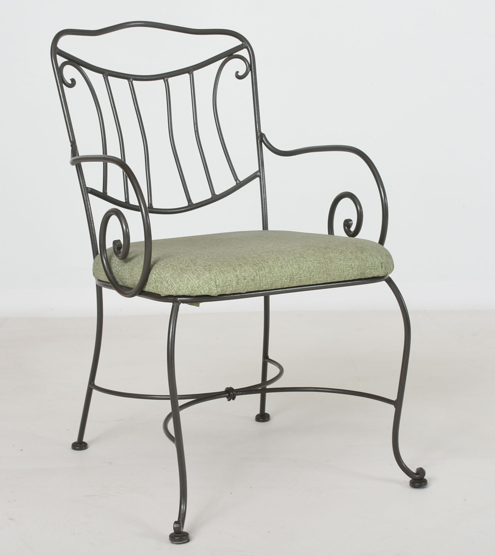 Wrought Iron Cafe Table and Four Arm Chairs