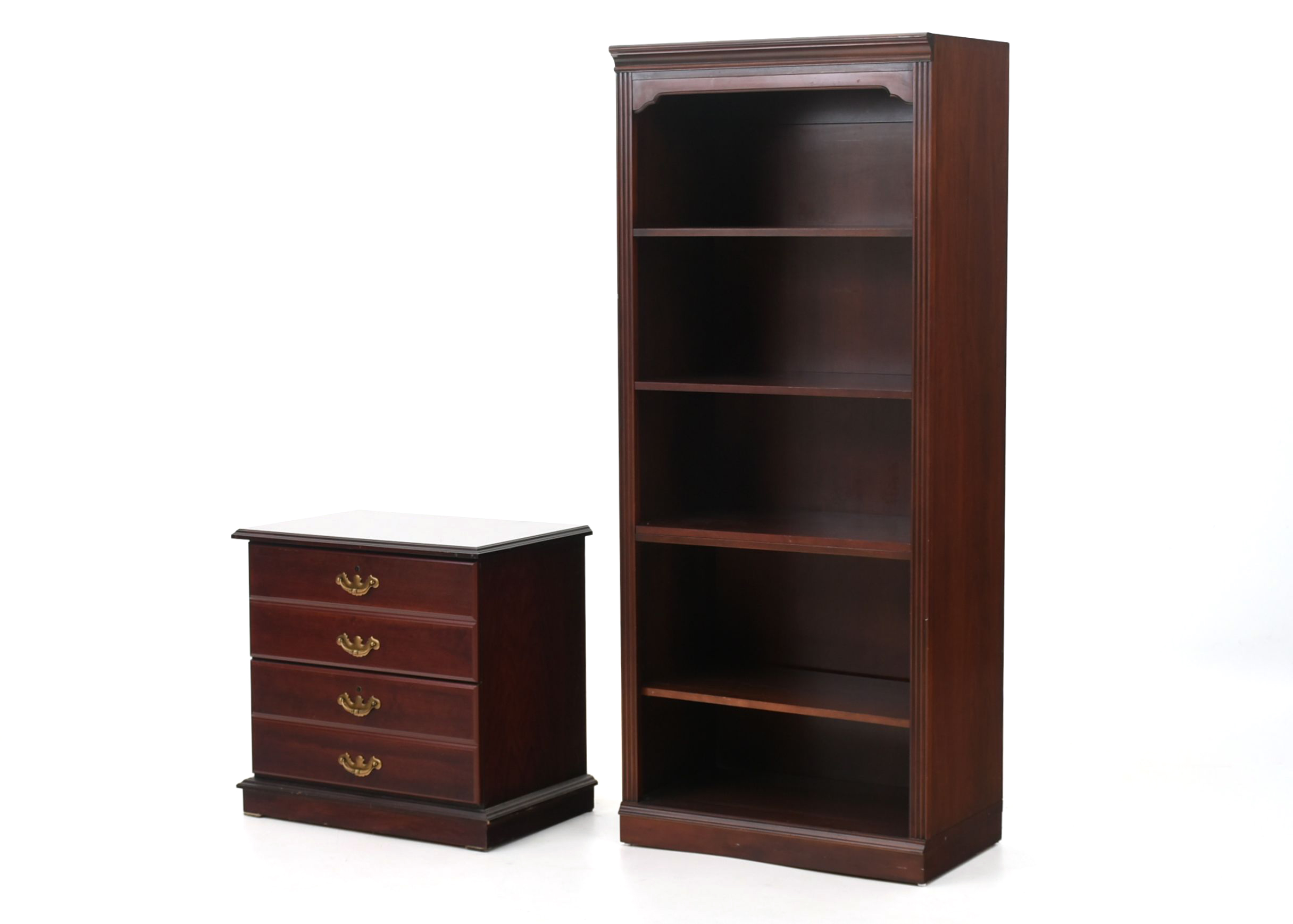 Mahogany Laminate Bookcase and File Cabinet