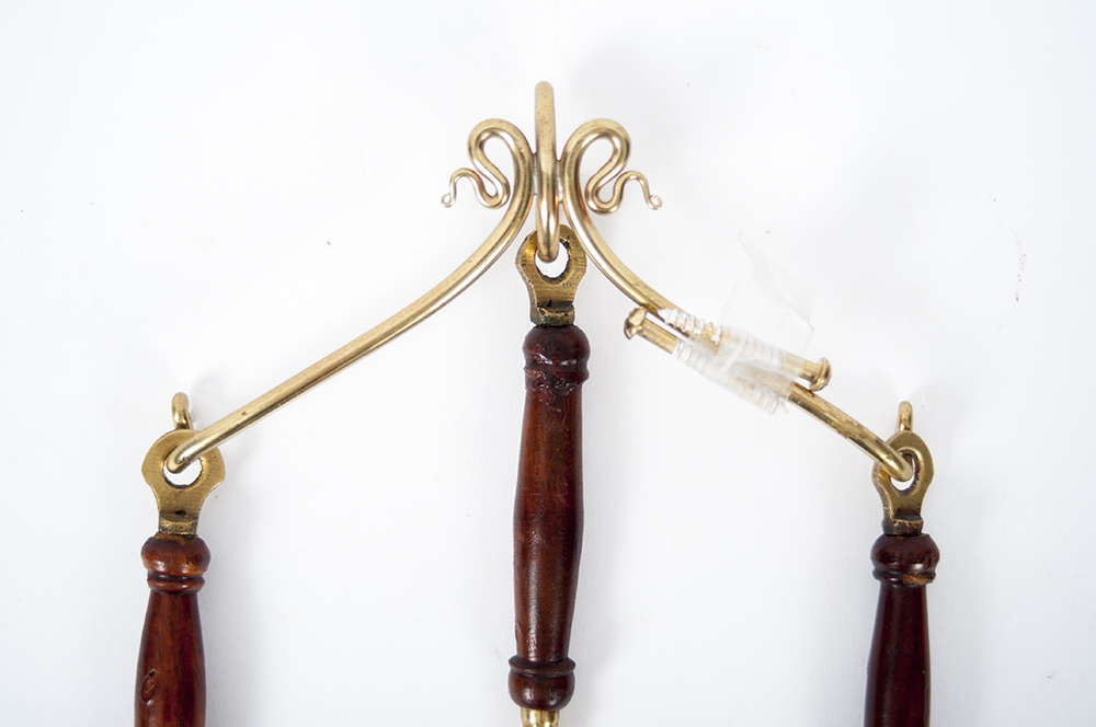 Brass Finished Serving Decor with Wood Handles