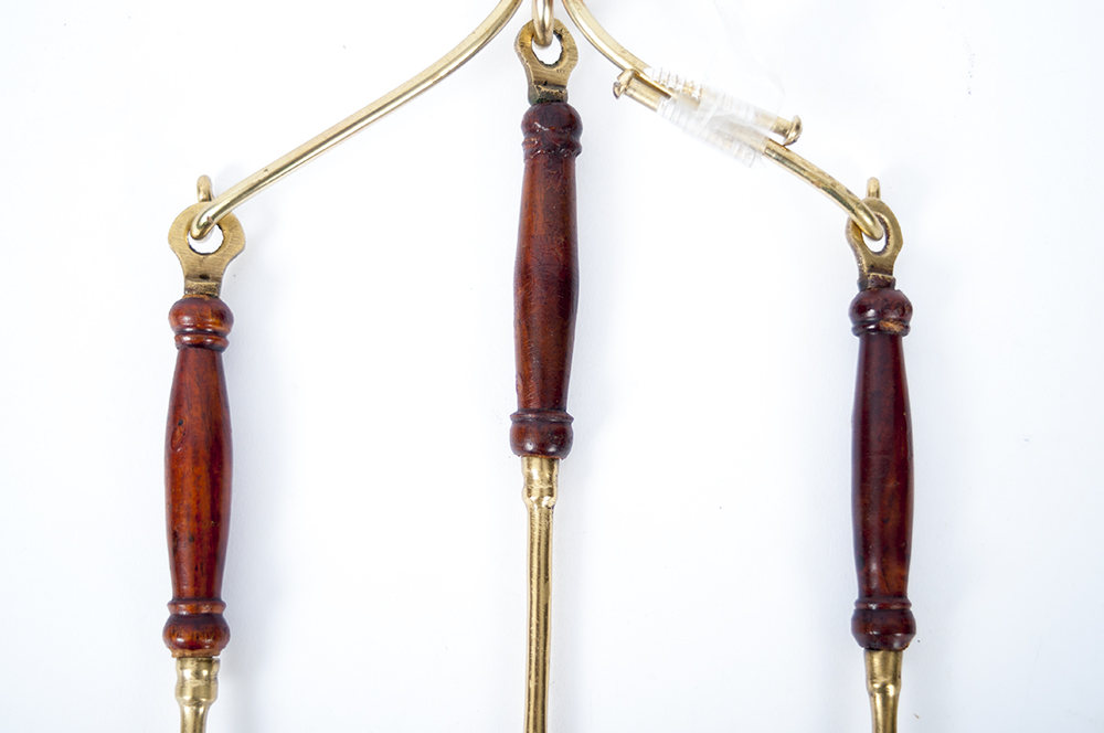 Brass Finished Serving Decor with Wood Handles