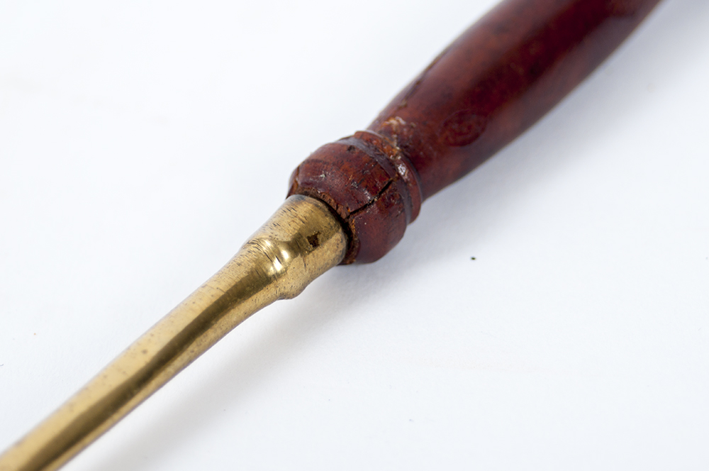 Brass Finished Serving Decor with Wood Handles