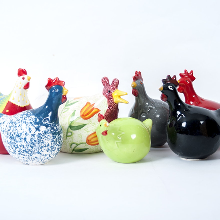 A Collection of Ceramic Roosters