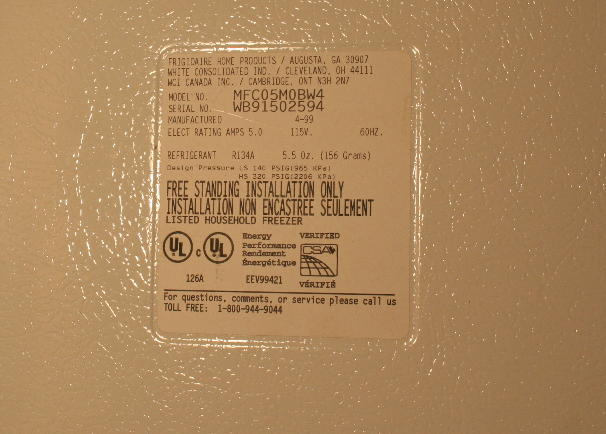 Frigidaire Chest Freezer