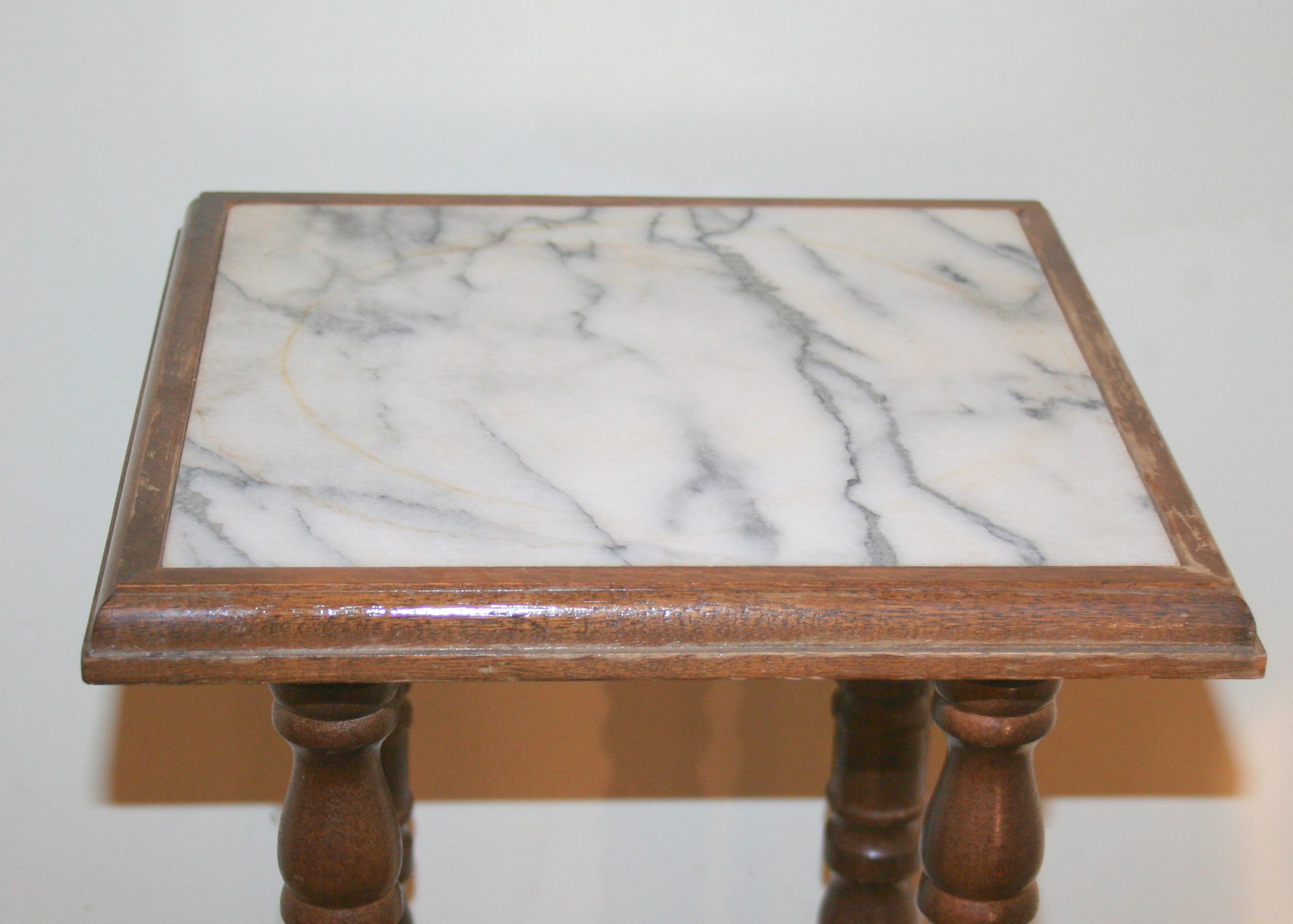Antique Plant Stand With Marble Shelves